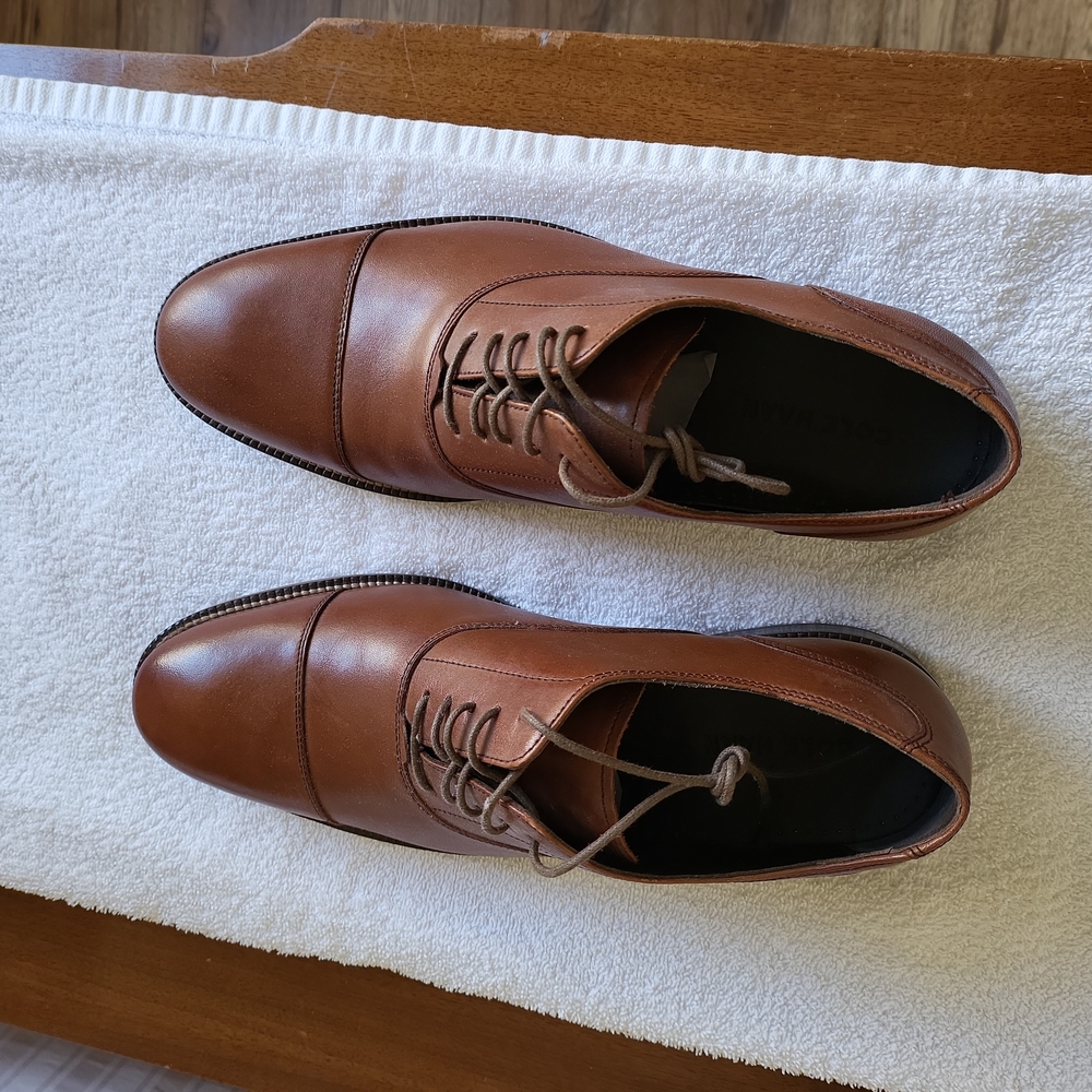Brand new never worn Cole Haan tan cap toe derbys size 9.5M REDUCED! 3 DAY SALE!